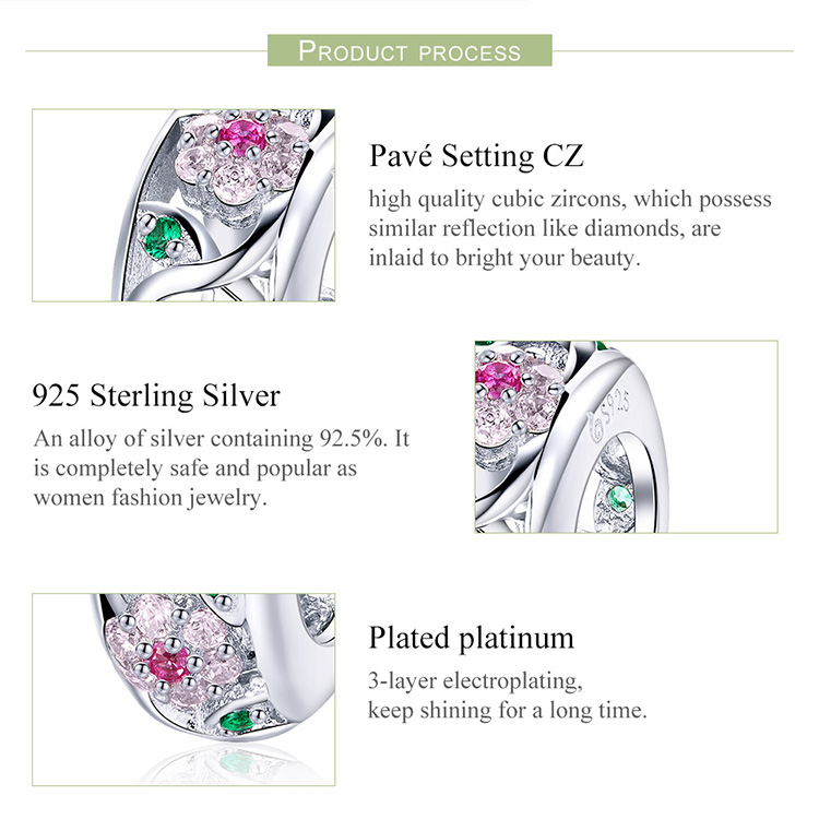 Bamoer 925 Silver Charm Collection 925 Sterling Silver Dazzling CZ Beads fit Bracelets & Bangles Fine Jewelry BSC039 Bamoer 925 Silver Charm Collection 925 Sterling Silver Dazzling CZ Beads fit Bracelets & Bangles Fine Jewelry BSC039