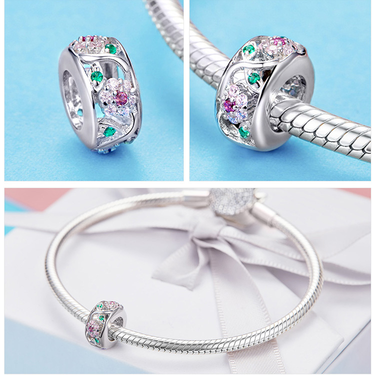 Bamoer 925 Silver Charm Collection 925 Sterling Silver Dazzling CZ Beads fit Bracelets & Bangles Fine Jewelry BSC039 Bamoer 925 Silver Charm Collection 925 Sterling Silver Dazzling CZ Beads fit Bracelets & Bangles Fine Jewelry BSC039