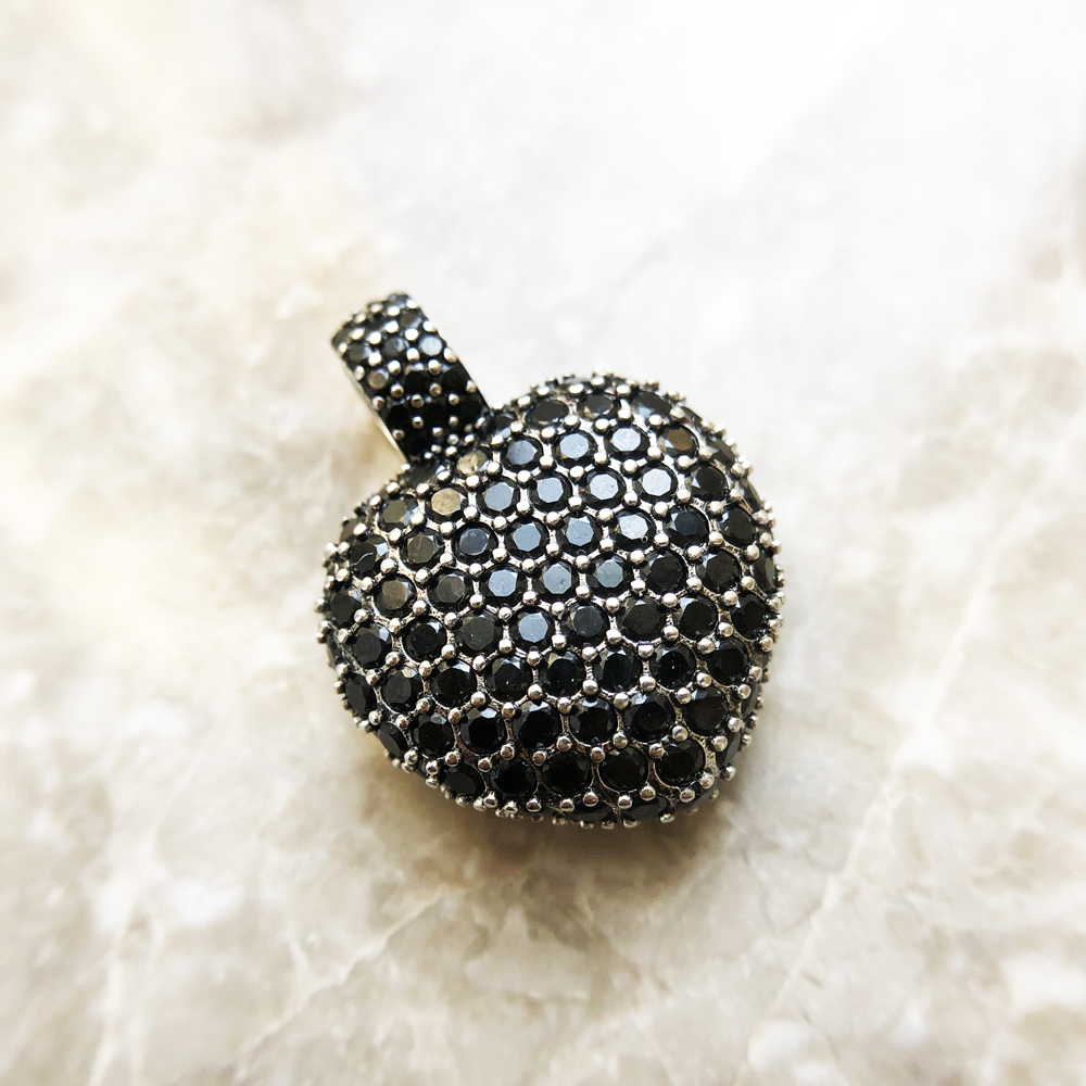 Pendant Black Heart Pave Winter Trendy Brand New Fashion Glam 925 Sterling Silver Jewelry Europe Gift For Woman Pendant Black Heart Pave Winter Trendy Brand New Fashion Glam 925 Sterling Silver Jewelry Europe Gift For Woman