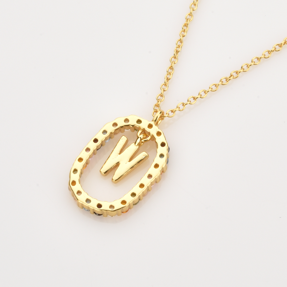 925 Sterling Silver Gold Letters A - Z  Initial Alphabet Pendant Long Chain Necklace