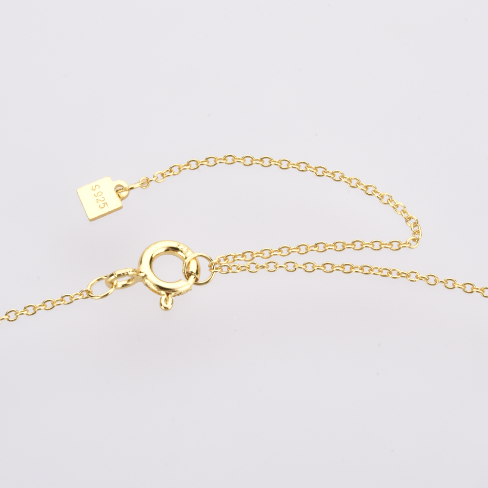 925 Sterling Silver Gold Letters A - Z  Initial Alphabet Pendant Long Chain Necklace