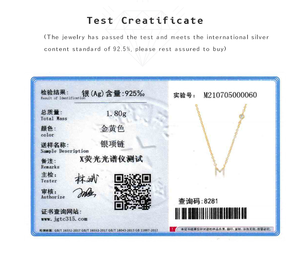 925 Sterling Silver Gold Small 26 Letters A- Z Zircon Pendant Monogram Necklace